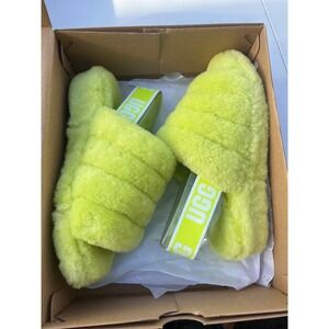UGG Fluff Yeah Slide Sandals Neon Yellow Women's Size 6